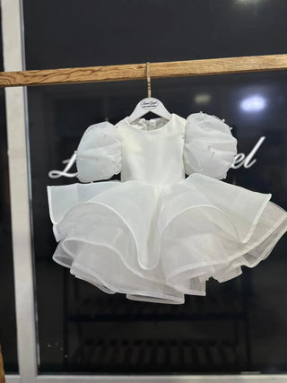 Barbara the Pearl White Lettuce Skirt Girl's Dress