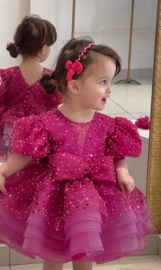 Jasmine Fuchsia Lettuce Skirt Girl Dress