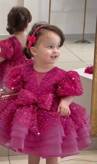 Jasmine Fuchsia Lettuce Skirt Girl Dress