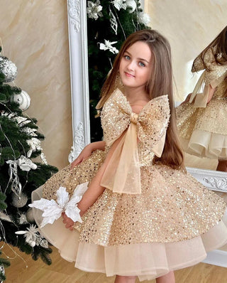 Jerry Gold Stone Embellished Girl's Evening Dress