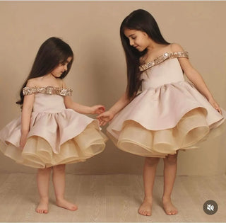 Mono Gold / Mink Colored Girls' Evening Dress