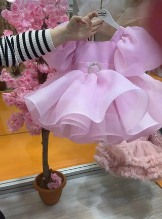 Oscar Pink Belted Designer Dress