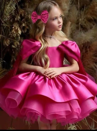 Royal Fuchsia Satin Girl's Evening Dress